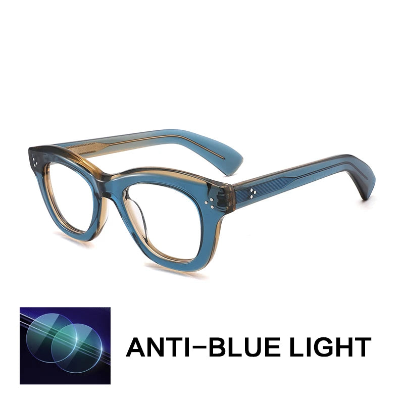 Gatenac Unisex Full Rim Square Thick Acetate Reading Glasses G2416