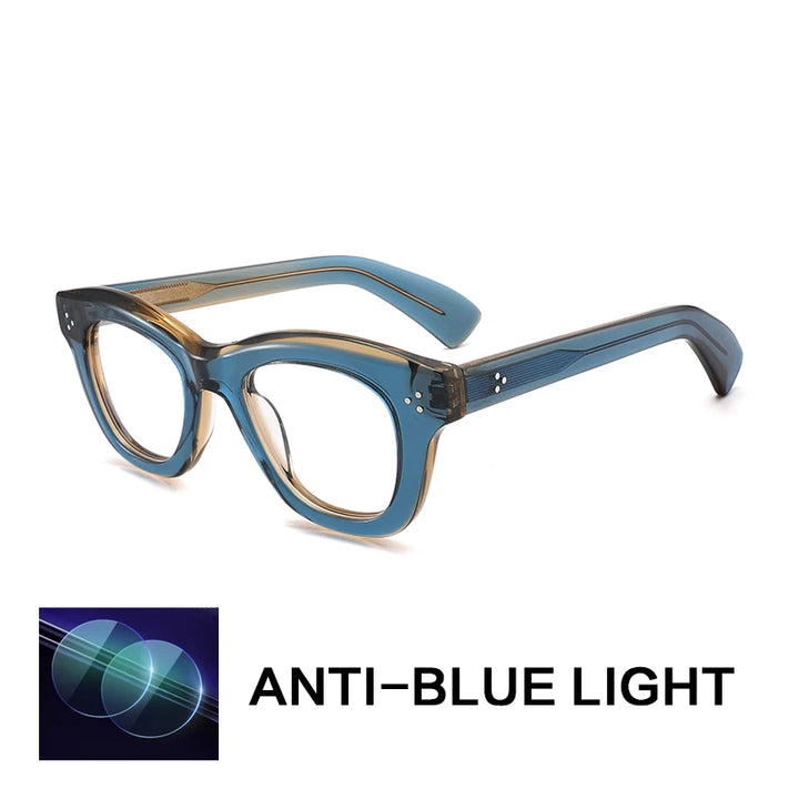 Gatenac Unisex Full Rim Square Thick Acetate Reading Glasses G2416