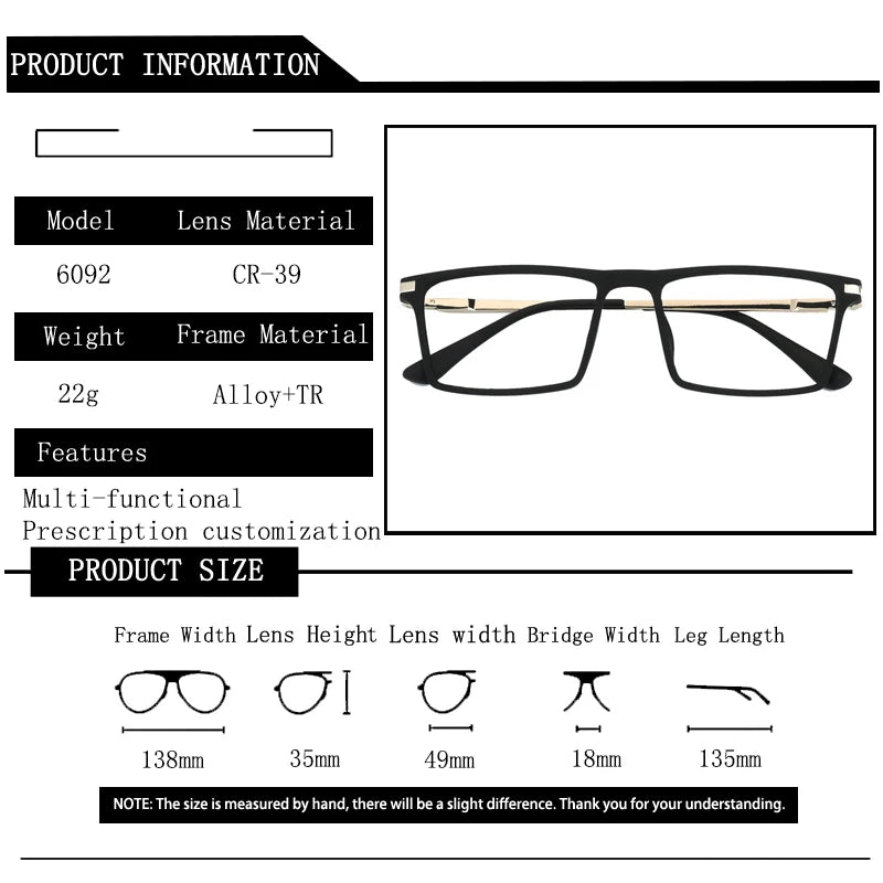 Kocolior Women's Full Rim Square TR 90 Alloy Photochromic Reading Glasses 726092