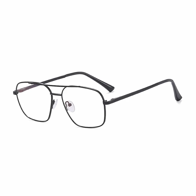 Ralferty Men's Full Rim Square Double Bridge Alloy Eyeglasses R91308 Full Rim Ralferty C1 Black CN 