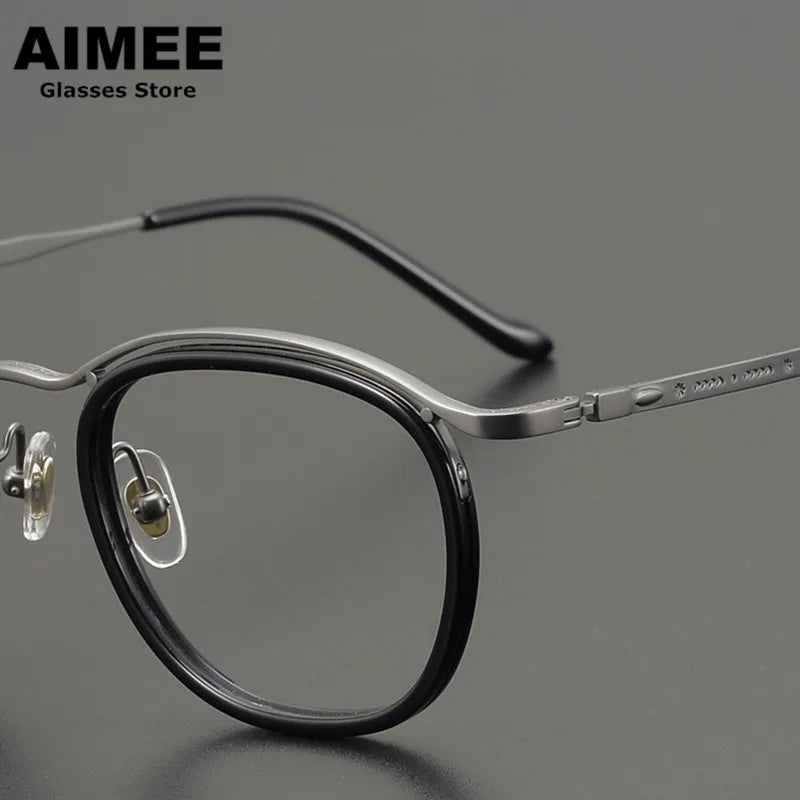 Aimee Unisex Full Rim Round Square Titanium Acetate Eyeglasses 5912 Full Rim Aimee   