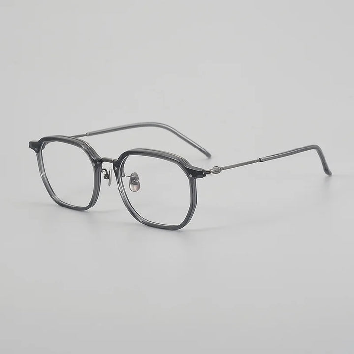 Hewei Unisex Full Rim Polygonal Oval Titanium Acetate Eyeglasses 59564