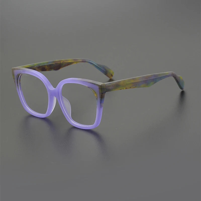 Gatenac Unisex Full Rim Square Acetate Eyeglasses Gxyj1212 Full Rim Gatenac Frosted Purple  