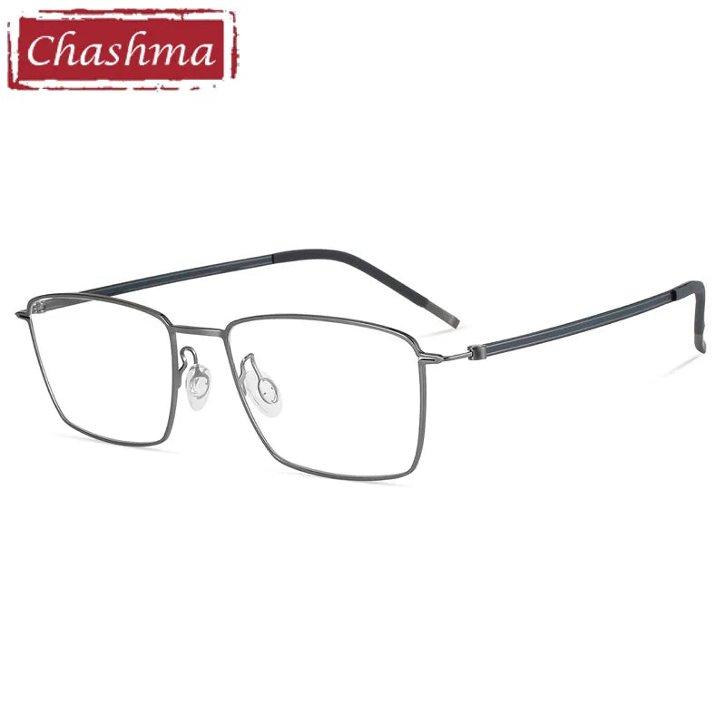 Chashma Ottica Men's Full Rim Square Screwless Titanium Eyeglasses 7242 Full Rim Chashma Ottica Gray  