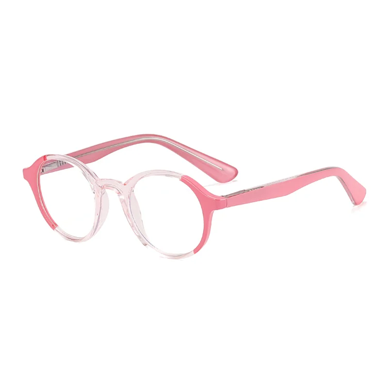 Ralferty Unisex Youth's Full Rim Round Acetate Eyeglasses R992 Full Rim Ralferty C8 Clear Pink CHINA 