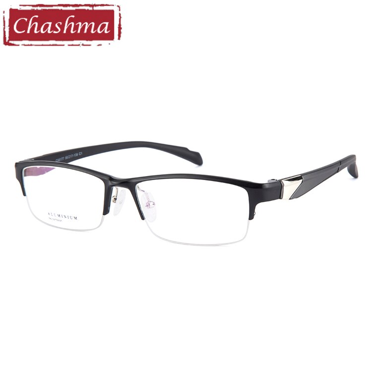 Chashma Men's Semi Rim Wide Square Alloy Eyeglasses 6177 Semi Rim Chashma Black  