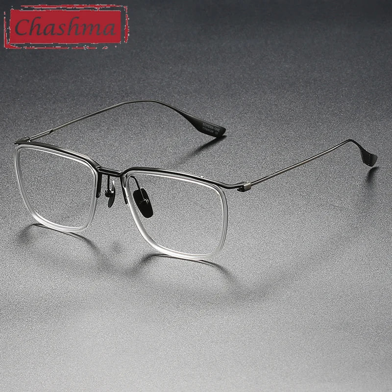 Chashma Ochki Unisex Full Rim Square Titanium Acetate Eyeglasses 84106 Full Rim Chashma Ochki   