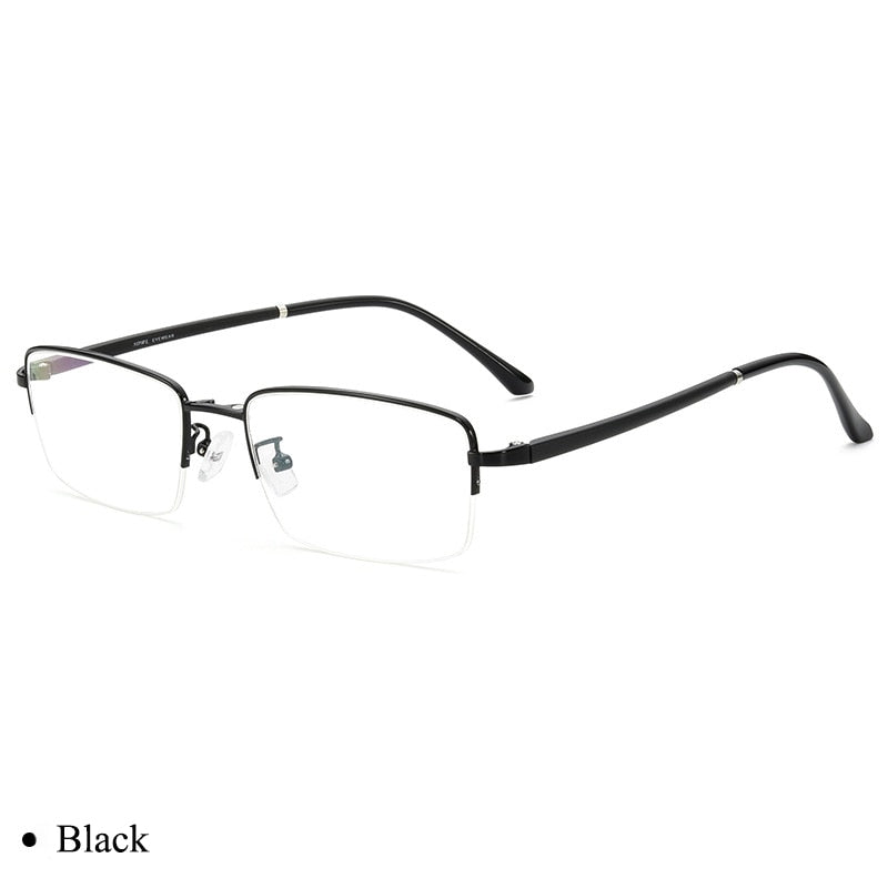 Bclear Men's Semi Rim Rectangle Alloy Eyeglasses With Clip On Polarized Sunglasses Zt9338 With Clip Ons Bclear Black frame  