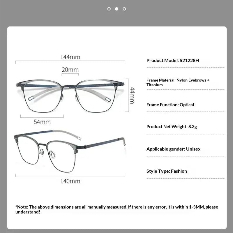 Aror Full Rim Polygon Square S12280 Titanium Geometric Unisex Frames FuzWeb