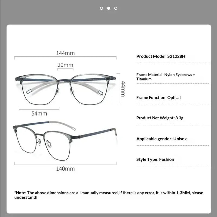 Aror Full Rim Polygon Square S12280 Titanium Geometric Unisex Frames FuzWeb