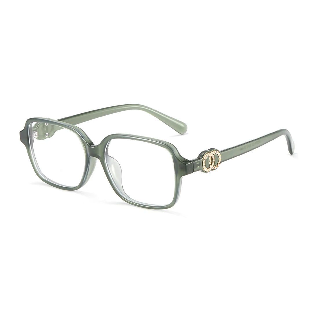 KatKani Women's Full Rim Square Tr 90 Eyeglasses J2331 Full Rim KatKani Eyeglasses Green  