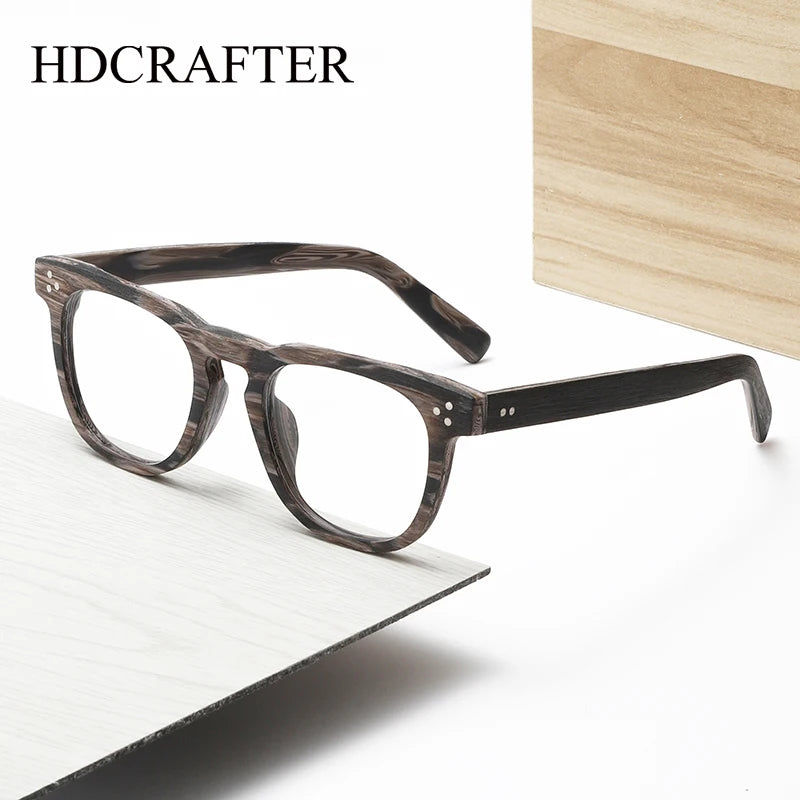 Hdcrafter Unisex Full Rim Square Wood  Eyeglasses 8182 Full Rim Hdcrafter Eyeglasses   