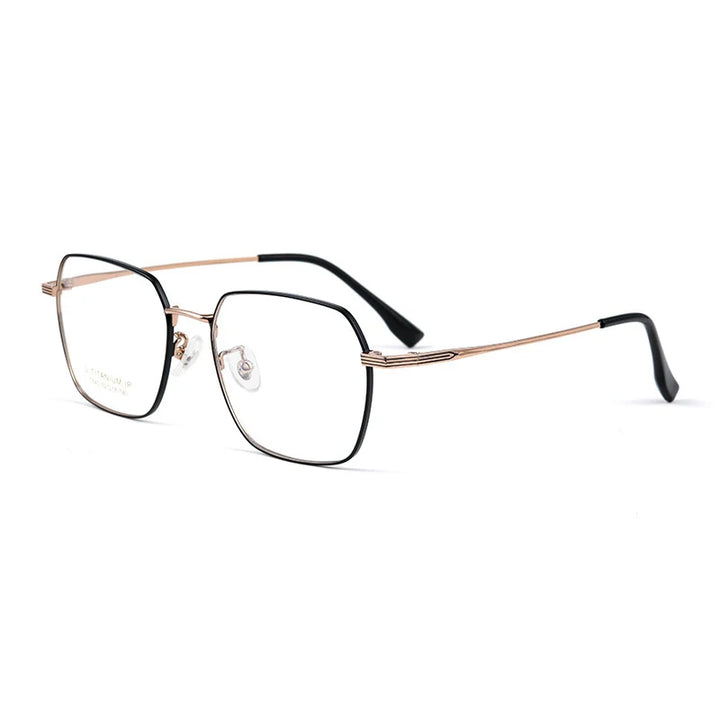 Gmei Unisex Full Rim Polygon Titanium Eyeglasses T840 Full Rim Gmei Optical Black Rose Golden  