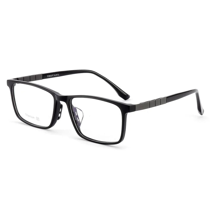 Yimaruili Men's Full Rim Square Tr 90 Titanium Eyeglasses 23070 Full Rim Yimaruili Eyeglasses Black  