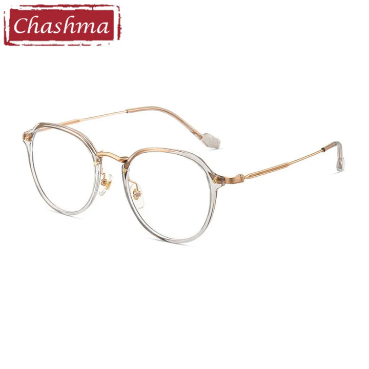 Chashma Women's Full Rim Flat Top Oval Tr 90 Titanium Eyeglasses 98076 Full Rim Chashma Transparent Brown