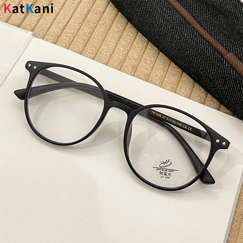 KatKani Women's Full Rim Round Tr 90 Eyeglasses 41308 Full Rim KatKani Eyeglasses Brown 1 CHINA 