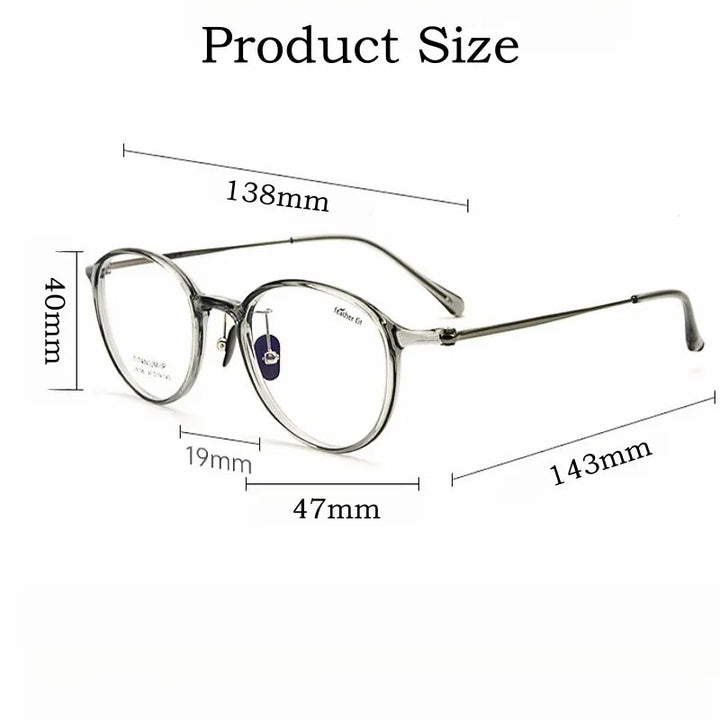 Yimaruili Unisex Full Rim Round Tr 90 Titanium Eyeglasses 7g L9108y Full Rim Yimaruili Eyeglasses   