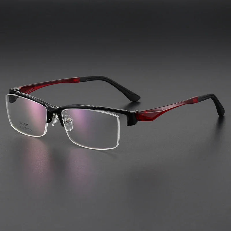 Aror Unisex Semi Rim Square Brow Line Tr 90 Titanium Eyeglasses 38085