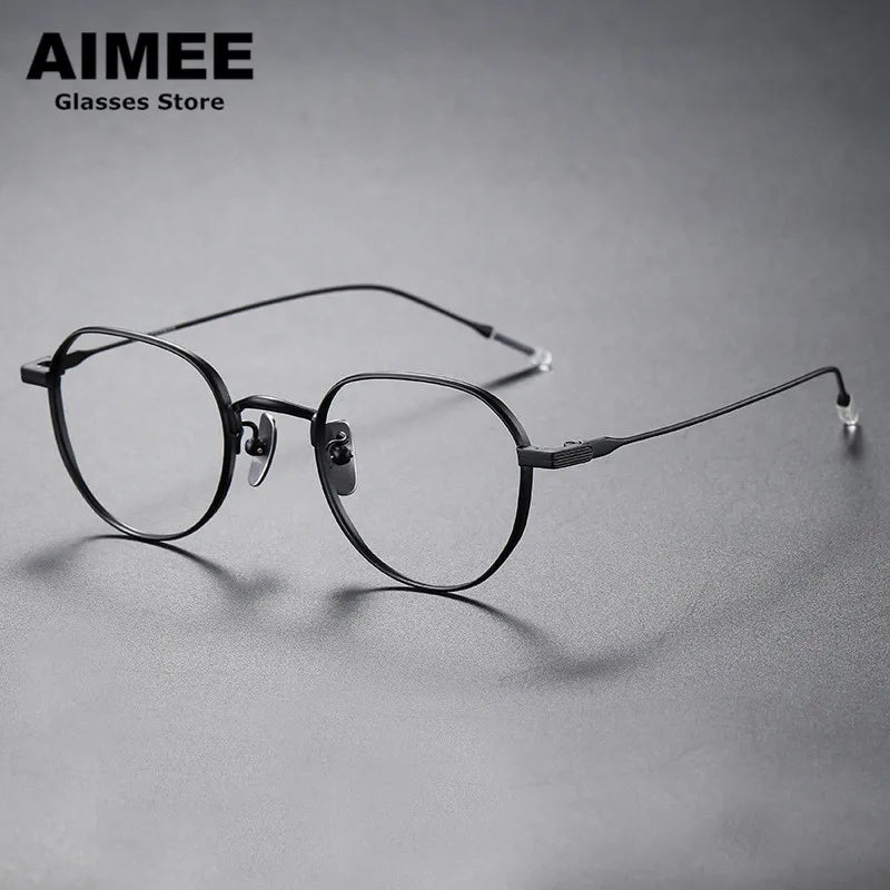 Aimee Unisex Full Rim Flat Top Round Titanium Eyeglasses 80803 Full Rim Aimee   