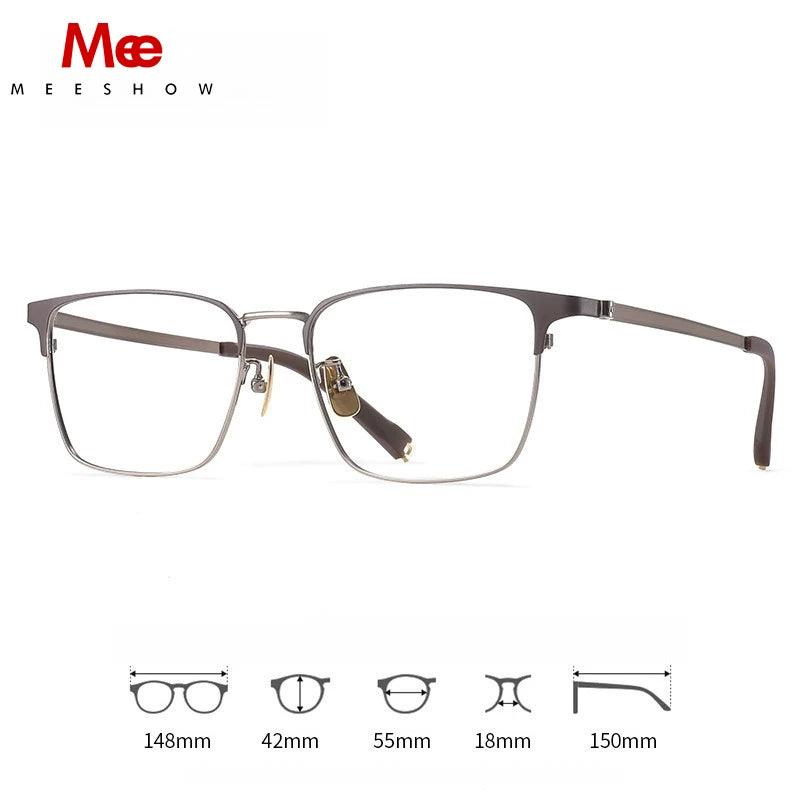Meeshow Men's Full Rim Square Titanium Reading Glasses 26010