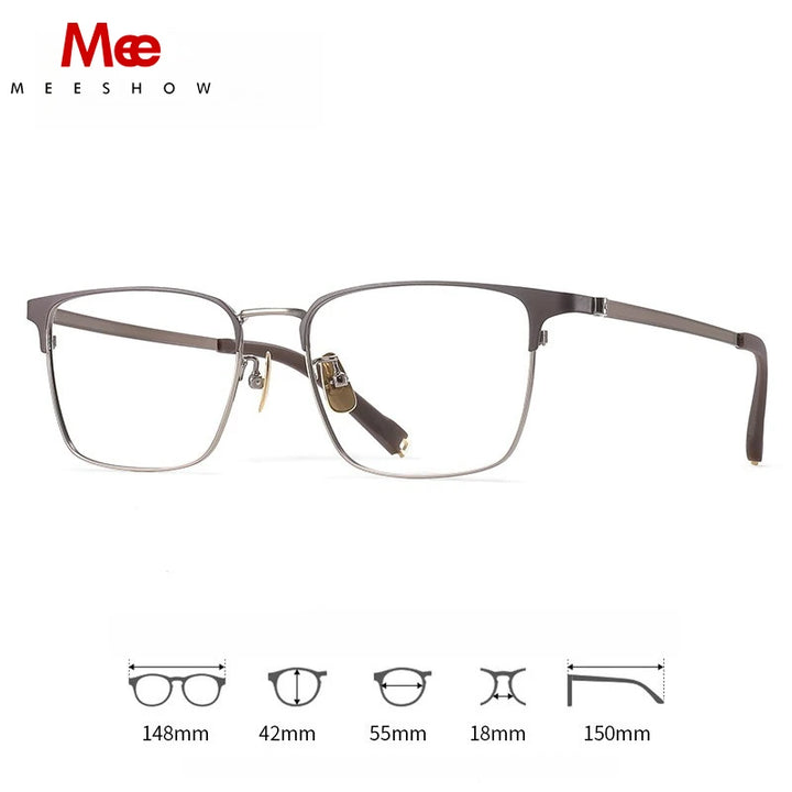 Meeshow Men's Full Rim Square Titanium Reading Glasses 26010