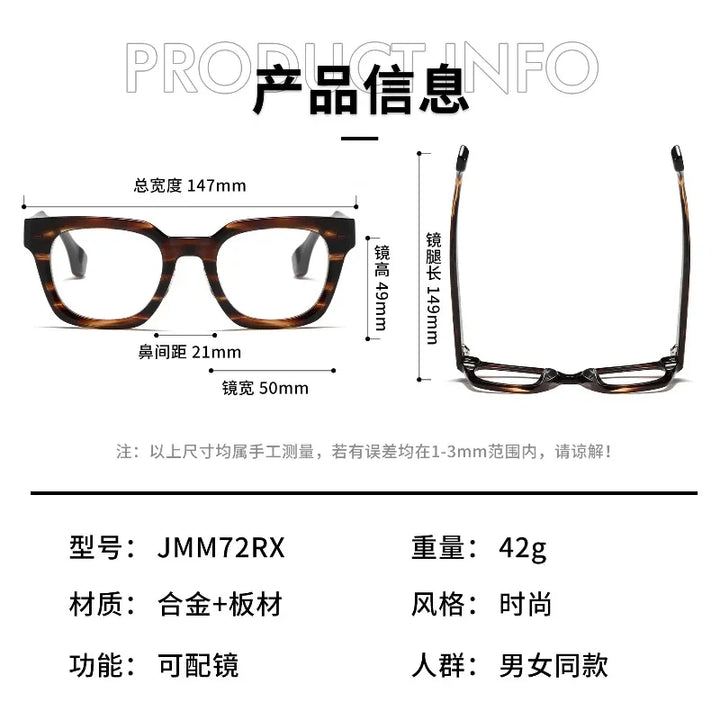 Aror Men's Full Rim Square Brow Line Thick Acetate Eyeglasses 94721