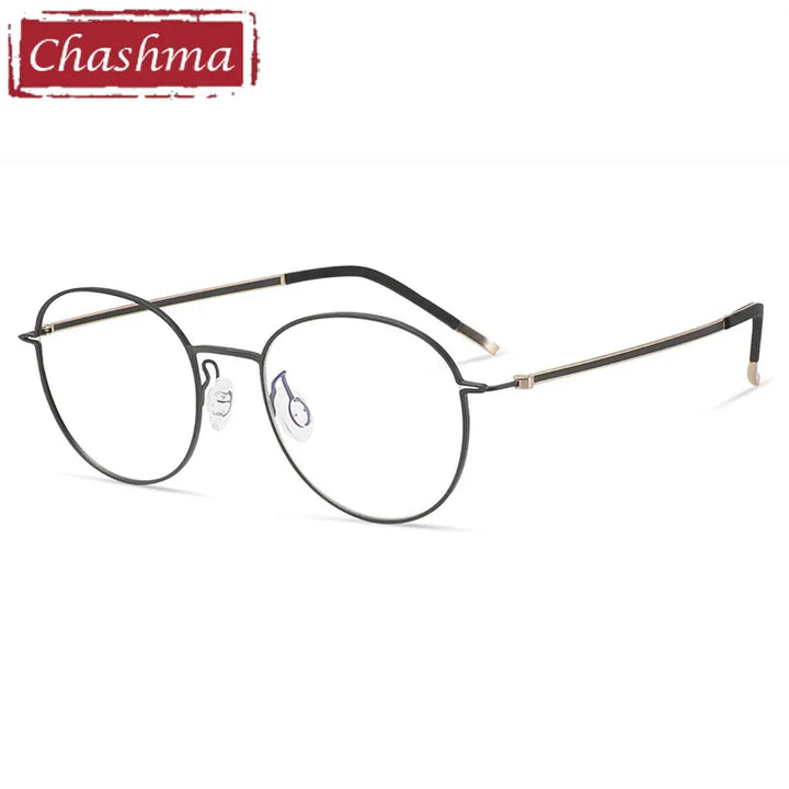 Chashma Ottica Women's Full Rim Round Titanium Eyeglasses 7240 Full Rim Chashma Ottica Black  