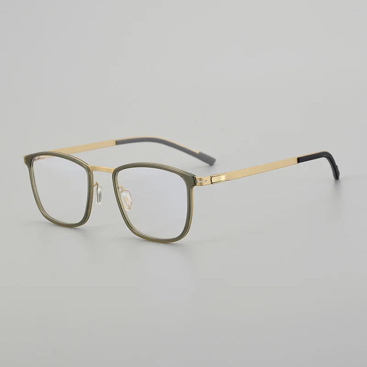 Black Mask Unisex Full Rim Square Alloy Acetate Eyeglasses 9601 Full Rim Black Mask Green-Gold  