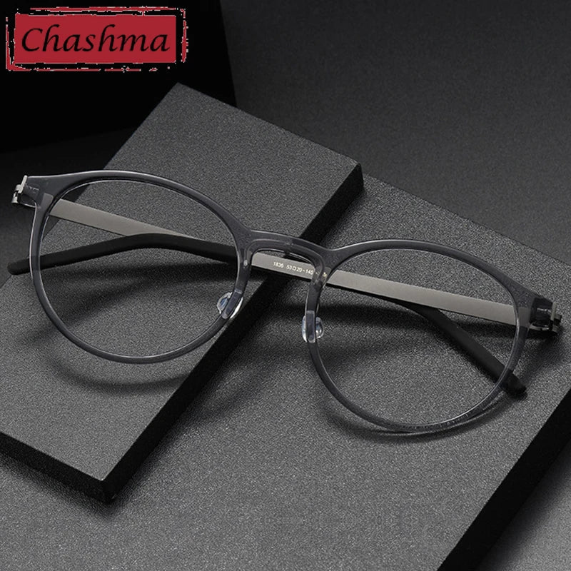 Chashma Unisex Full Rim Round Acetate Titanium Eyeglasses 1836 Full Rim Chashma   