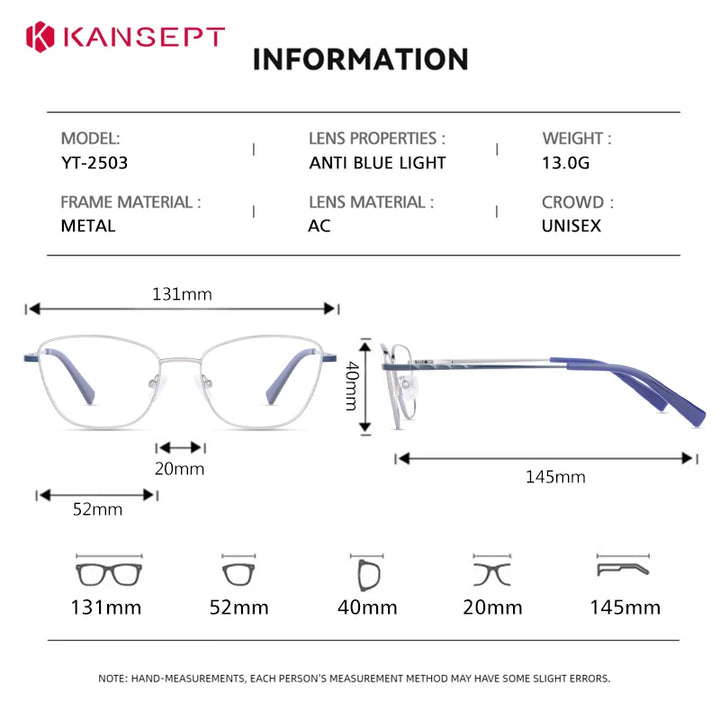 Kansept Women's Full Rim Square Cat Eye Alloy Reading Glasses 72503