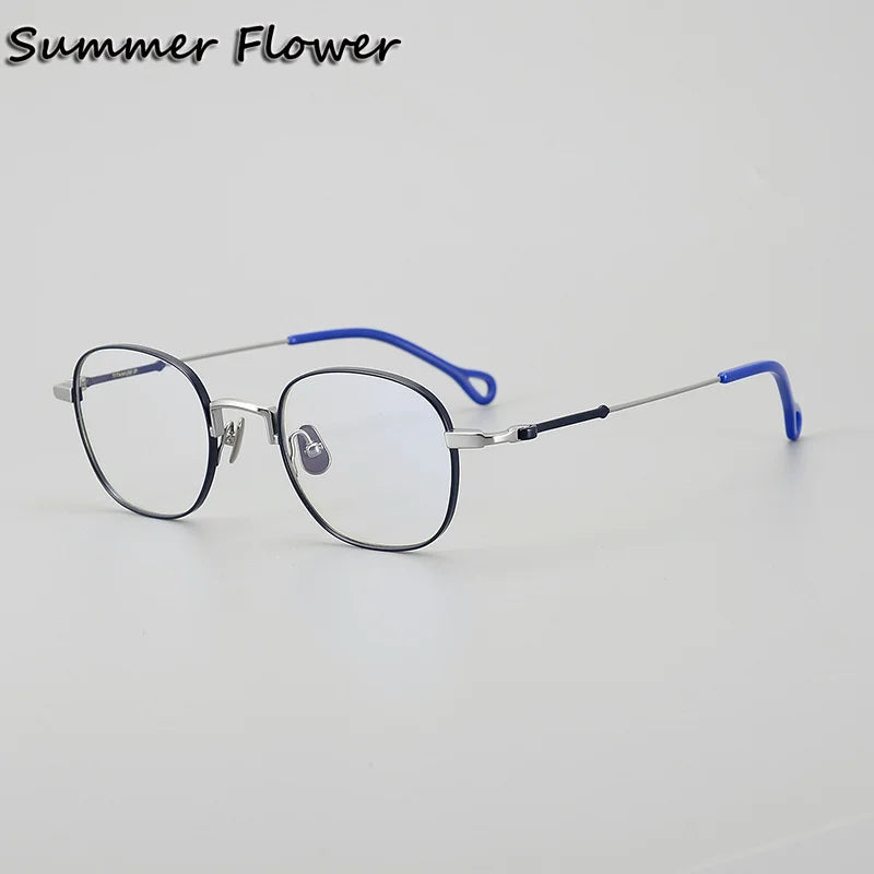Summer Flower Unisex Full Rim Round Square Titanium Eyeglasses 20469