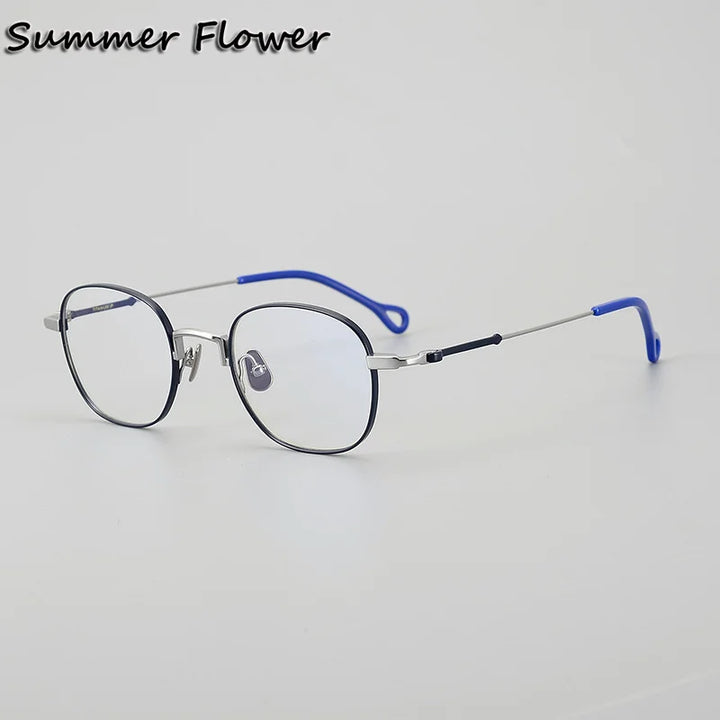 Summer Flower Unisex Full Rim Round Square Titanium Eyeglasses 20469