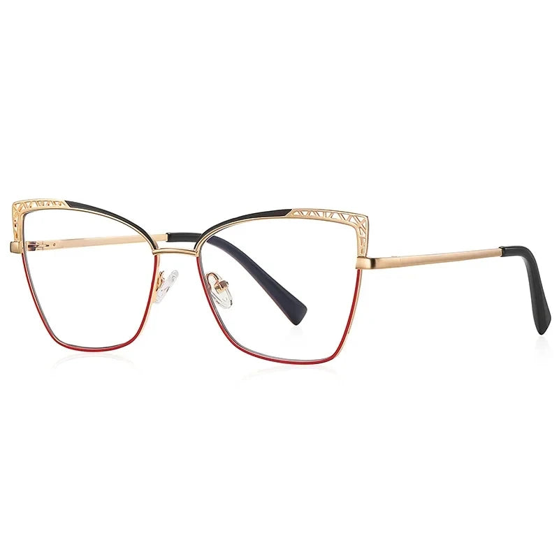 Laoyehui Women's Full Rim Square Cat Eye Alloy Eyeglasses L3106 Reading Glasses Laoyehui C1 -300 