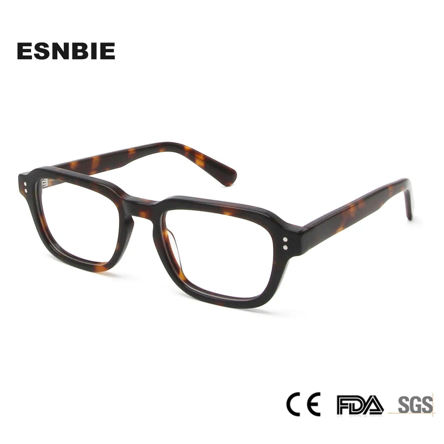 Esnbie Unisex Full Rim Square Thick Acetate Eyeglasses 23031 Full Rim Esnbie   