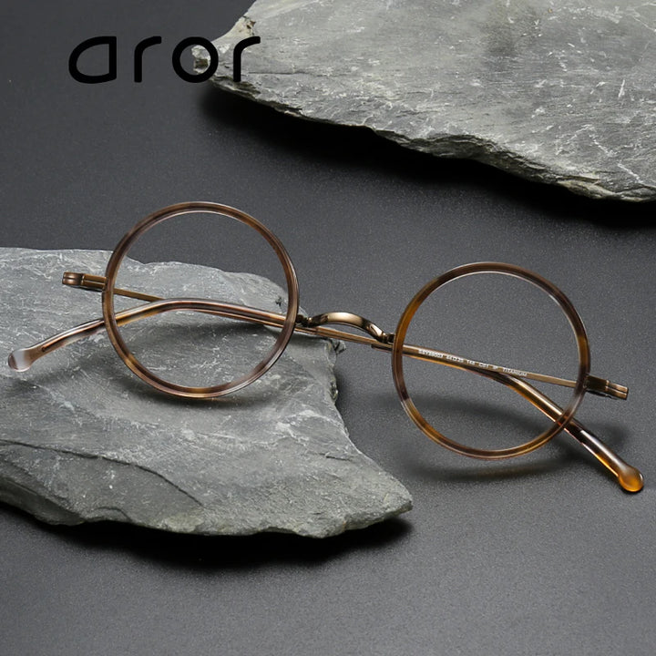 Aror Women's Full Rim Round Acetate Titanium Eyeglasses 689003