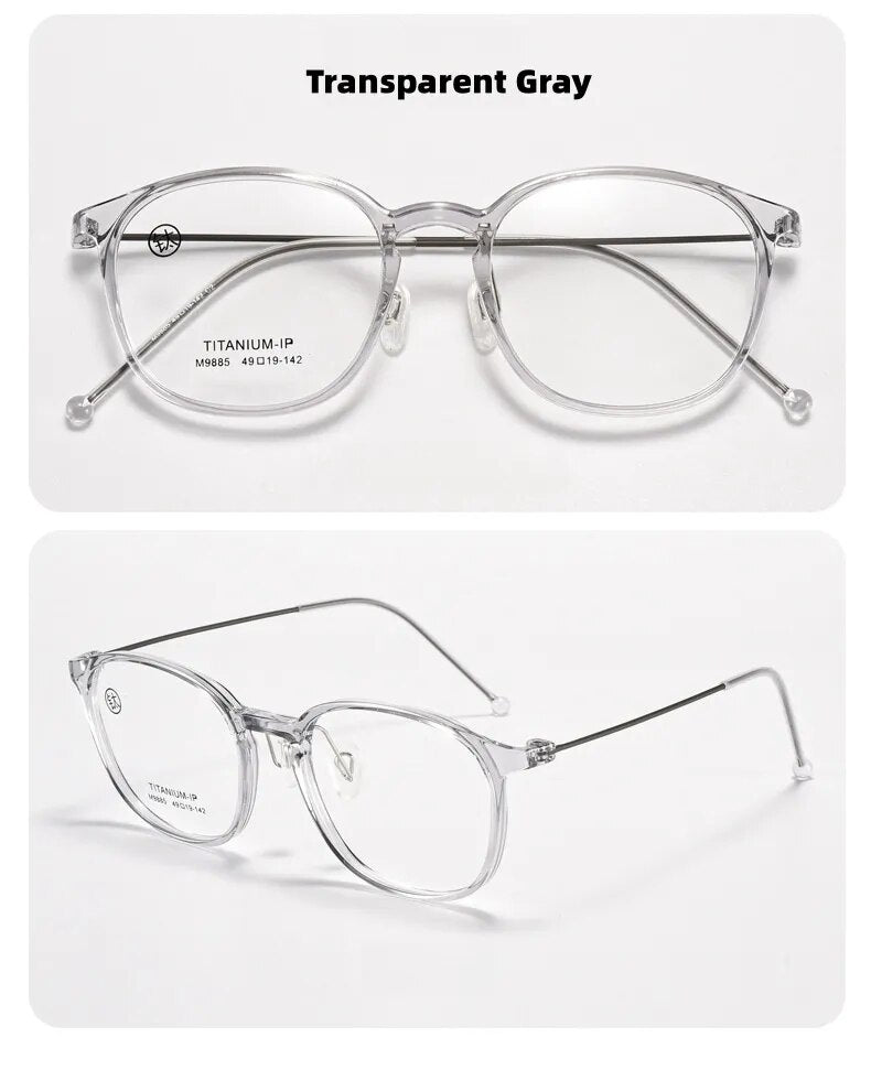 KatKani Unisex Full Rim Round Tr 90 Titanium Eyeglasses 9885 Full Rim KatKani Eyeglasses Transparent Gray  
