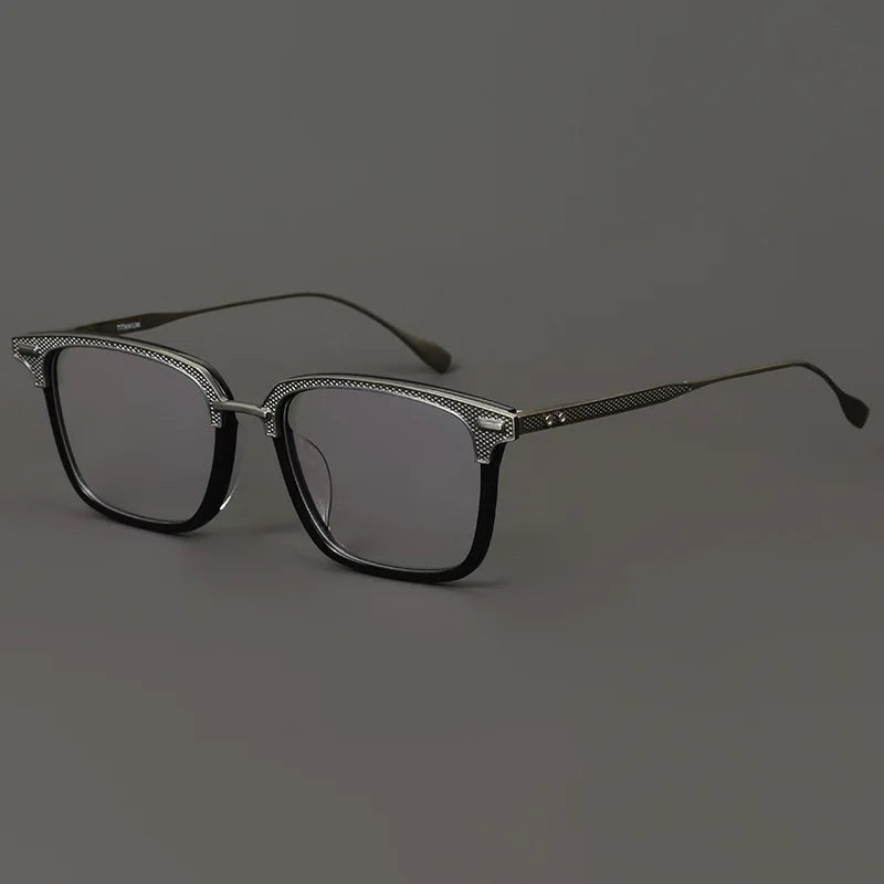 Black Mask Unisex Full Rim Square Acetate Titanium Eyeglasses 192085