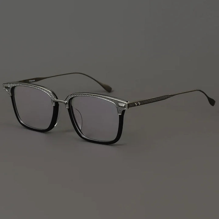 Black Mask Unisex Full Rim Square Acetate Titanium Eyeglasses 192085
