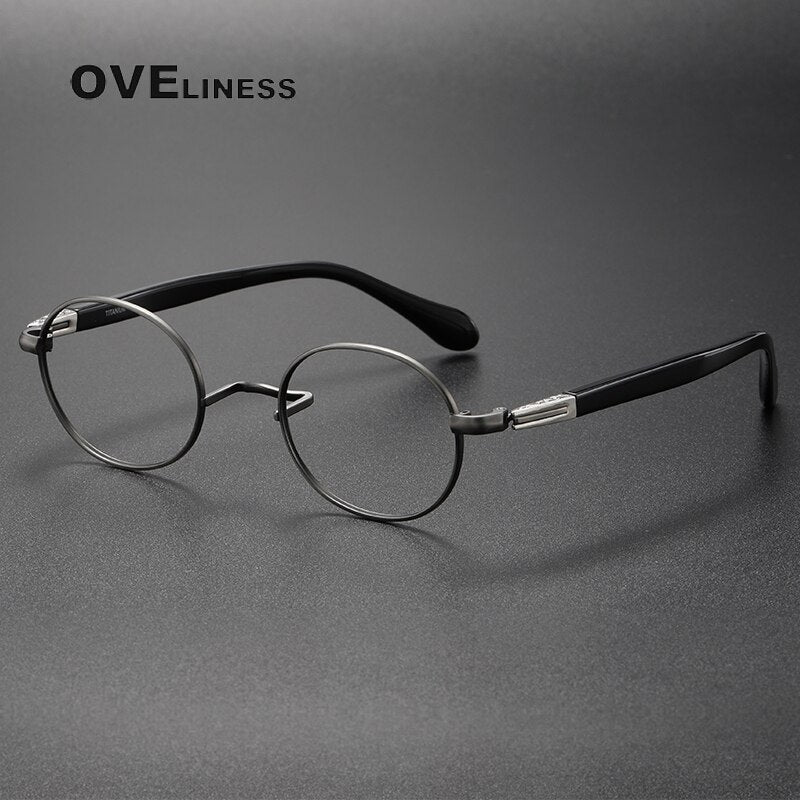 Oveliness Unisex Full Rim Oval Acetate Titanium Eyeglasses Ks119 Full Rim Oveliness gun  