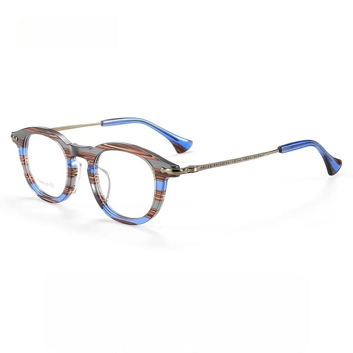 Yimaruili Unisex Full Rim Round Titanium &amp; Acetate Eyeglasses 80907 — view 6 | Yimaruili at FuzWeb