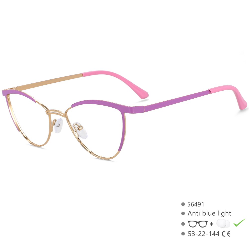 CCspace Women's Full Rim Cat Eye Alloy Eyeglasses 56491 Full Rim CCspace Red  