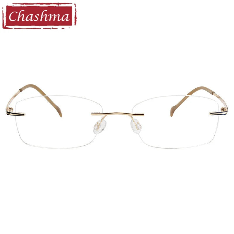 Chashma Ochki Unisex Rimless Square Titanium Eyeglasses 16075 Rimless Chashma Ochki   