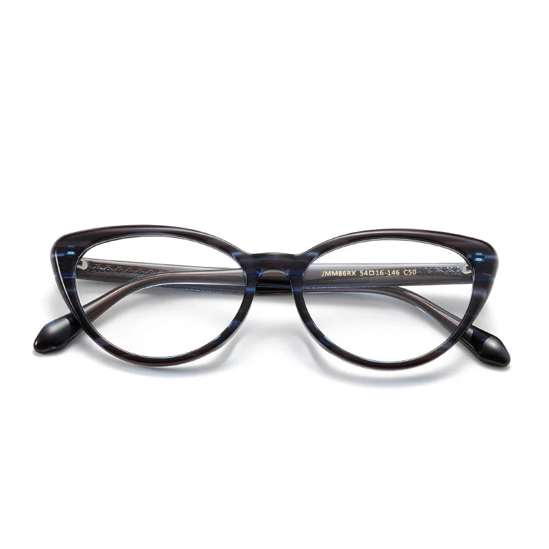 Aror Women's Full Rim Oval Cat Eye Acetate Eyeglasses 94861 Full Rim Aror striped blue