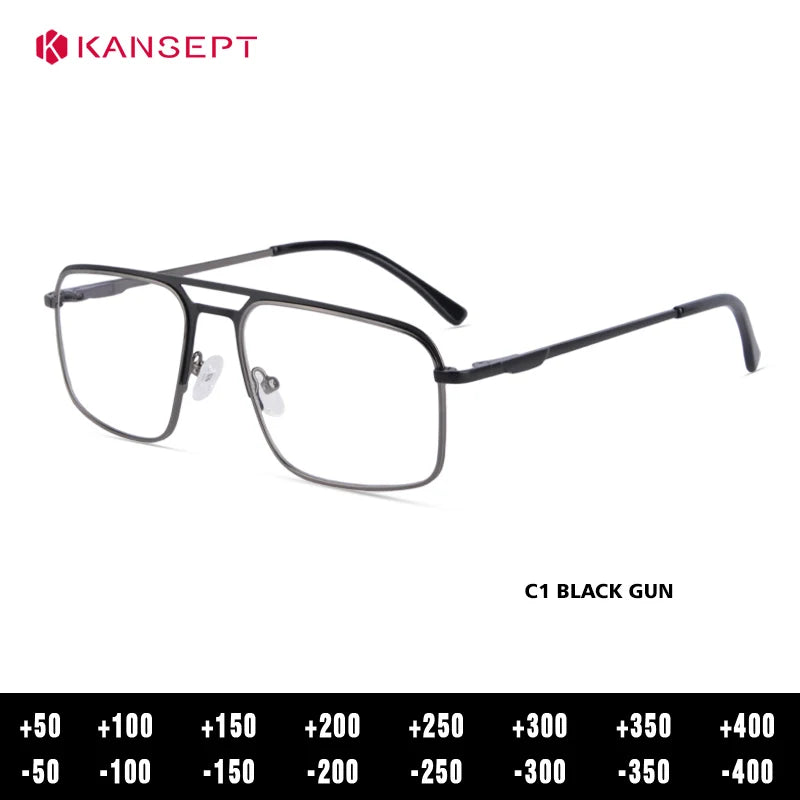 Kansept Women's Full Rim Square Double Bridge Alloy Reading Glasses 72501