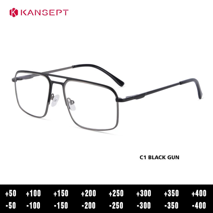 Kansept Women's Full Rim Square Double Bridge Alloy Reading Glasses 72501