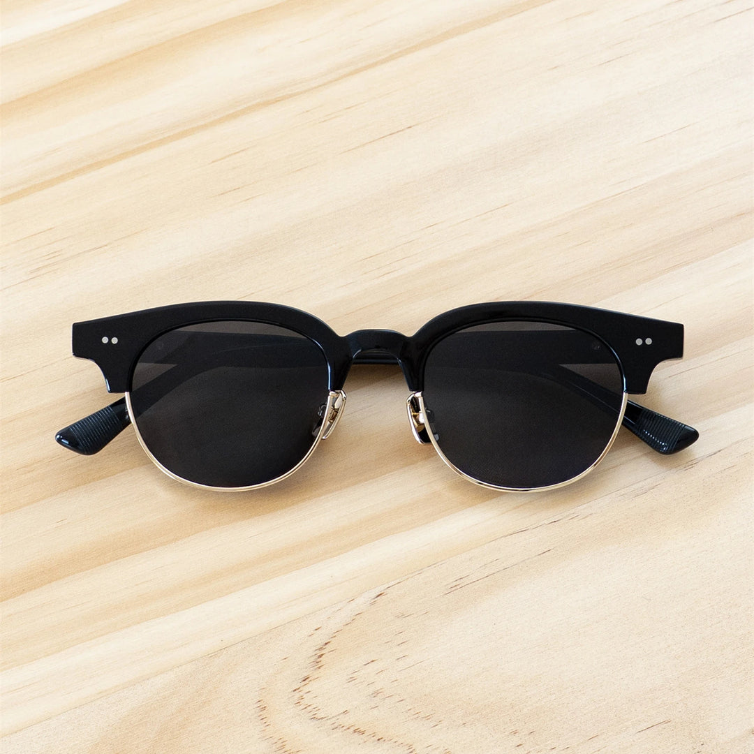 Black Mask Men Full Rim Round Titanium Polarized Sunglasses BM-PL26S