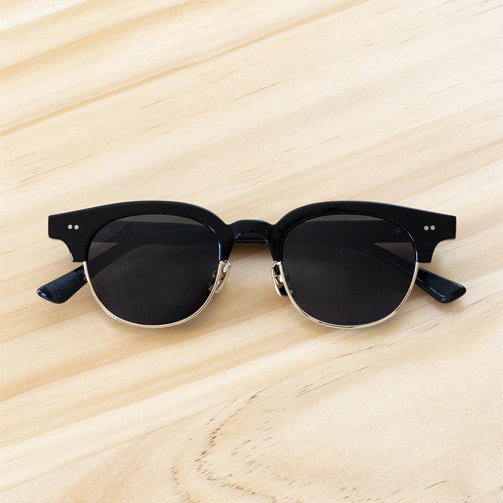 Black Mask Men Full Rim Round Titanium Polarized Sunglasses BM-PL26S