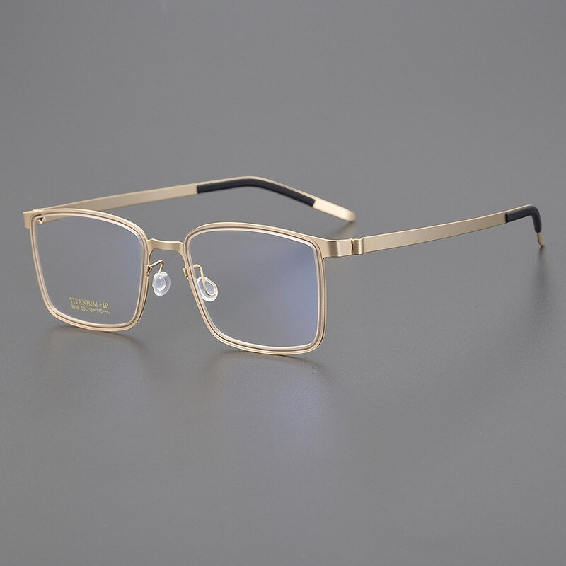 Bclear Unisex Full Rim Square Titanium Eyeglasses My9916 Full Rim Bclear Gold  