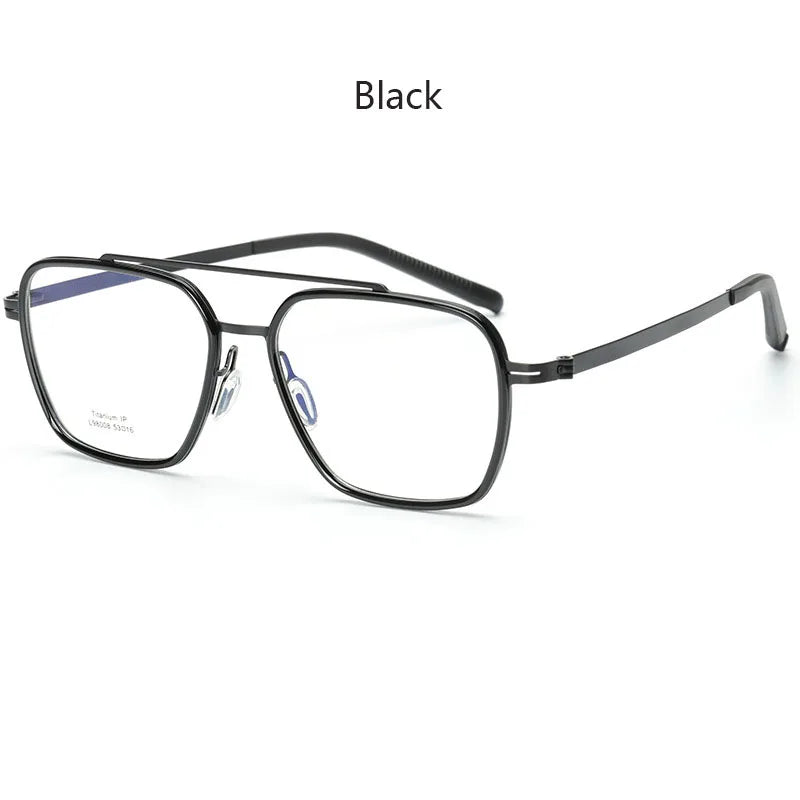 Hdcrafter Unisex Full Rim Square Double Bridge Titanium Eyeglasses 42988