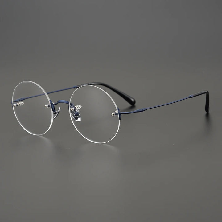 Aimee Unisex Rimless Round Titanium Eyeglasses 13321 Rimless Aimee Blue  